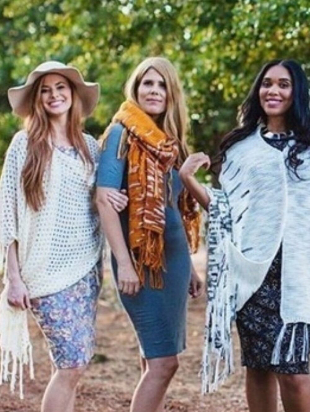 Lularoe Mimi Poncho Orange White Caramel Colors